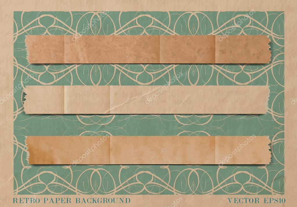 Three Folded Torn Old Paper Stripes Over Vintage Wallpaper Background Vector Image By C Foxiedelmar Vector Stock