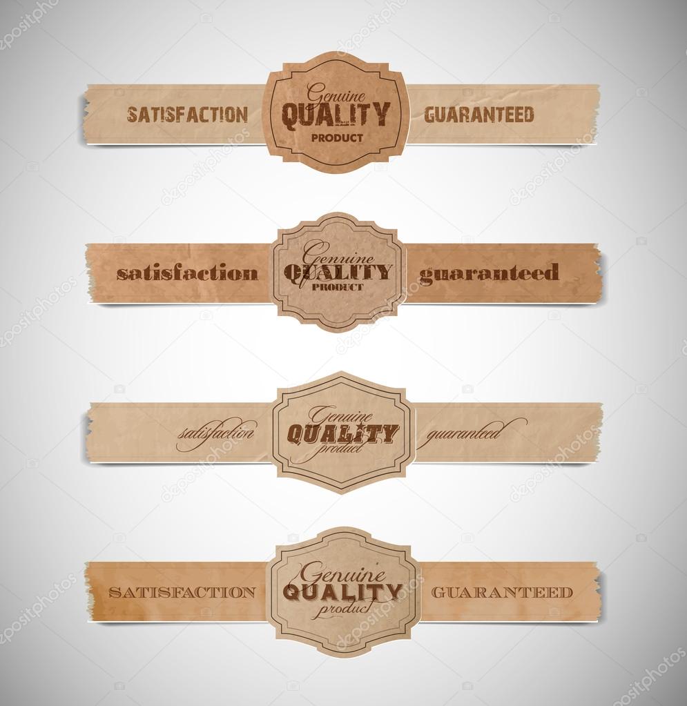 A set of vector vintage old torn paper and cardboard labels