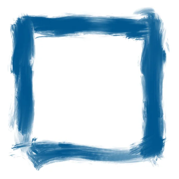 Hand painted blue grungy abstract square frame — Stock Photo, Image