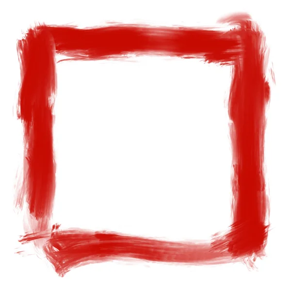 Hand painted red grungy abstract square frame — Stock Photo, Image