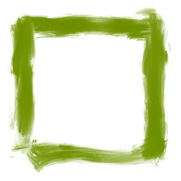 Hand painted green grungy abstract square frame — Stock Photo, Image