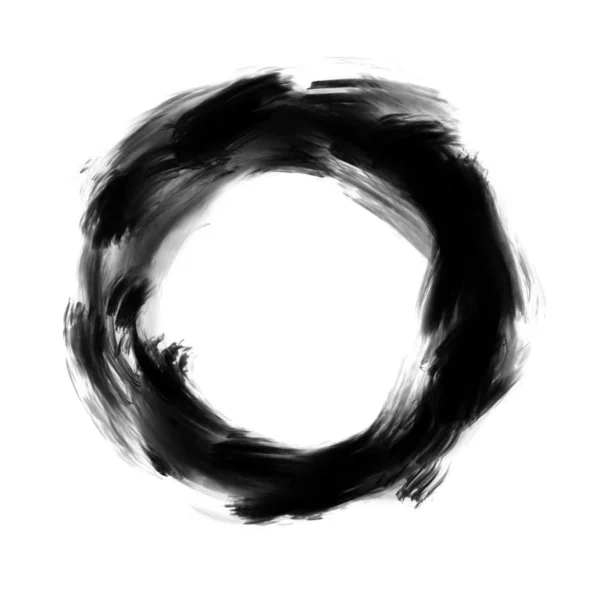 Hand painted black grungy abstract circle — Stock Photo, Image