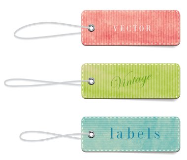 Vintage tarzı renkli kağıt karton rozetleri kayışları ile dokulu