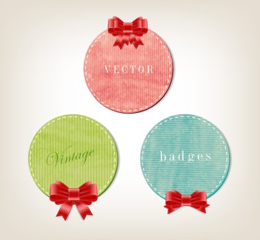 vektör retro zarif kağıt dokulu bir dizi yuvarlak afiş