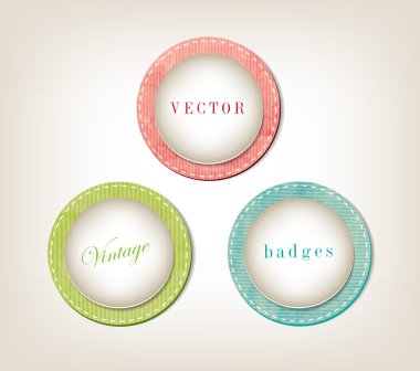vektör retro zarif kağıt dokulu bir dizi yuvarlak afiş