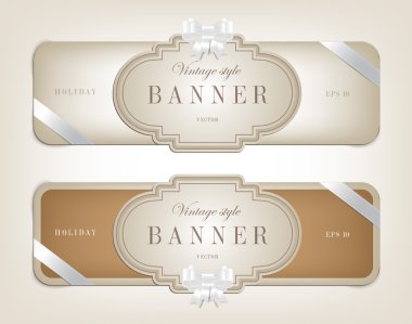 vintage tarzı karton afiş iki vektör