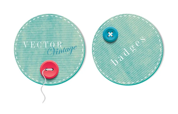 Estilo vintage texturizado papel colorido redondo crachás de papelão com botões — Vetor de Stock