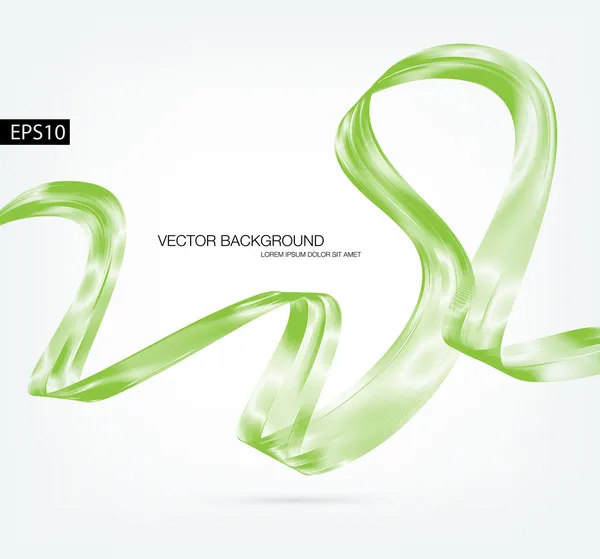 抽象的な動的なリボン波の緑のベクトルの背景 — ストックベクタ