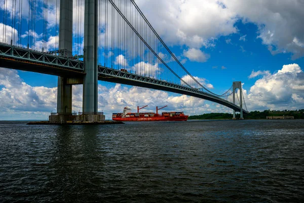 Vista Sobre Ponte Verrazzano Narrows Partir Promenade Bay Ridge Brooklyn — Fotografia de Stock