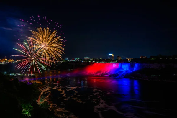 Kanadyjski Widok Wodospad Niagara Wodospad Amerykański Wodospad Horseshoe Rzeka Niagara — Zdjęcie stockowe