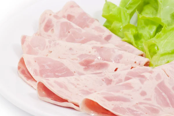 Ham in plate — Stock Photo, Image