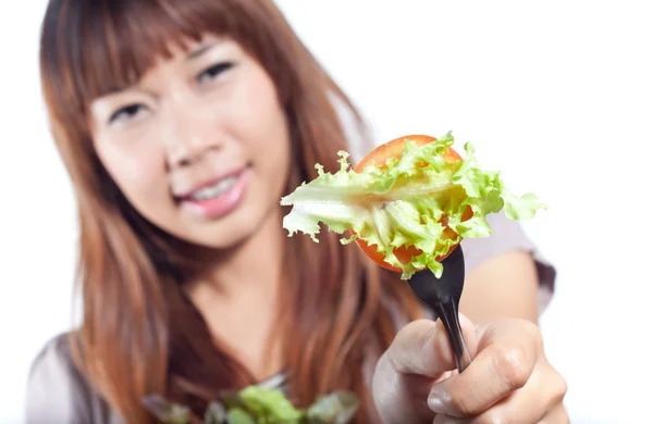 Salade eten — Stockfoto