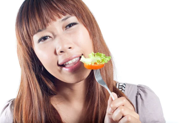 Salade eten — Stockfoto