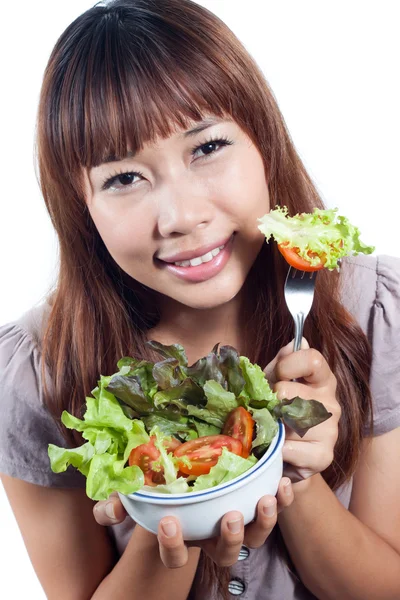 Salade eten — Stockfoto