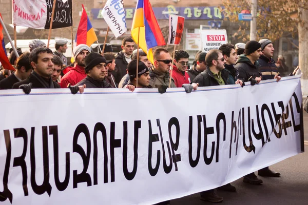 Protesting people , Yerevan — Stock Photo, Image
