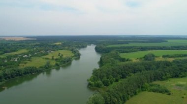 Hava manzaralı güzel doğa gölü ve orman.