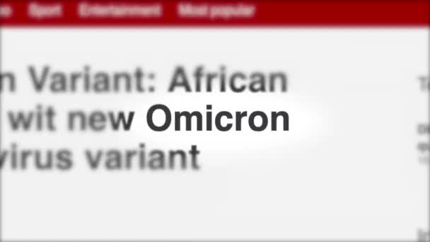 Омікрон-анімований заголовок новин по всьому світу, covid-19, coronavirus — стокове відео