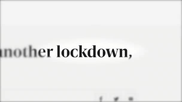 Lockdown animated headline of news outlets around world, covid-19, coronavirus — 图库视频影像