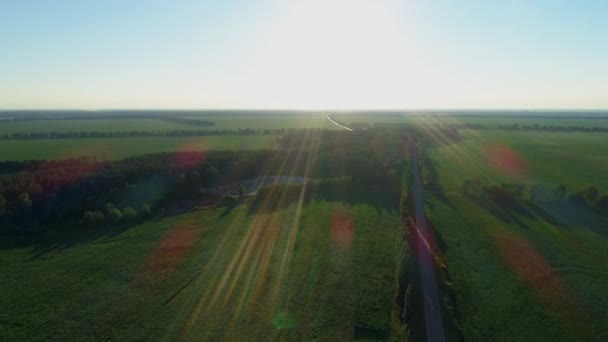 Légi kilátás hatalmas szemét szeméttelep nyáron naplementekor vagy napkeltekor az erdő körül — Stock videók
