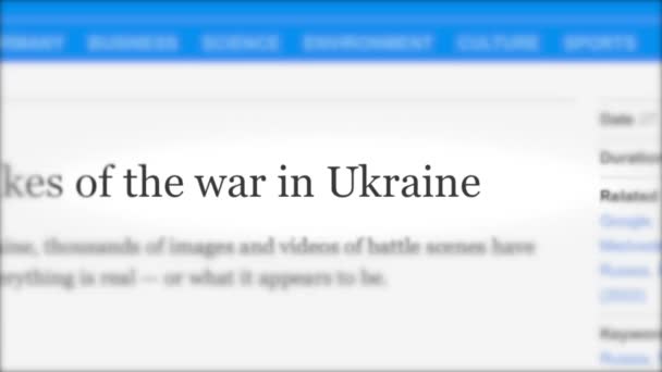 War in Ukraine animated headline of news outlets around the world, breaking news — Vídeo de stock