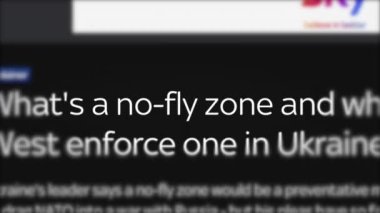 No Fly Zone animated headline news outlets around world, War in Ukraine. NATO