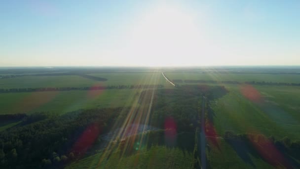 Légi kilátás hatalmas szemét szeméttelep nyáron naplementekor vagy napkeltekor az erdő körül — Stock videók