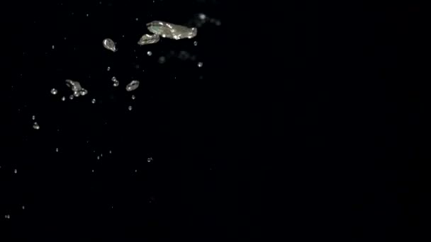 Yavaş Çekim Hava Kabarcıkları Izole Edilmiş Siyah Arka Planda Yüzeyine — Stok video