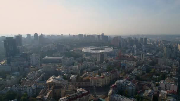 Olympic Stadium Ukraine Kyiv September 2021 Drone Aerial View Cityscape — Stockvideo