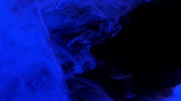 水中で静かに渦巻く水に青いインクアクリル塗料の混合物 水族館の塗料の色アクリル雲 スローモーションアブストラクト煙爆発アニメーション コピースペースと美しいアートの背景 — ストック動画