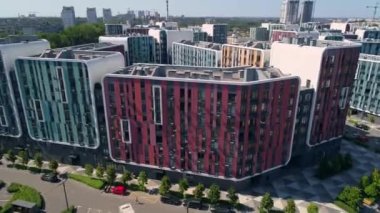 İnsansız hava aracı manzaralı modern Respublika sitesi. Konut inşaatı. Ukrayna 'nın başkenti Kyiv