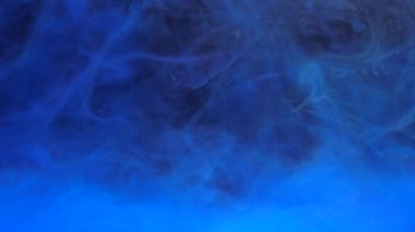 Yavaş hareket eden mavi ve mor akrilik boya suda karışıyor, suyun altında yavaşça dönüyor. Renkli akrilik boya bulutu izole edilmiş. Soyut duman patlaması animasyonu. Güzel sanat arka planı