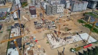 İHA hava manzaralı konut inşaatı. Modern bina Faina Town sitesi. Ukrayna 'nın başkenti Kyiv