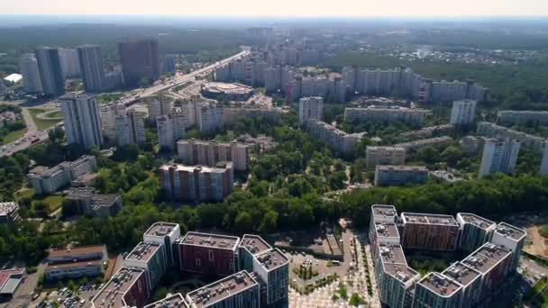 Aerial View Kyiv Cityscape Drone Shot Modern Building Residential Complex — 图库视频影像