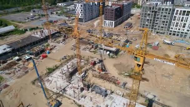 Drone Aerial View Construction Residential Premises Modern Building Residential Complex — Vídeos de Stock