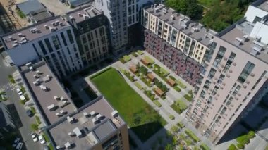 İnsansız hava aracı manzaralı modern bina Faina Town. Konut inşaatı. Ukrayna 'nın başkenti Kyiv