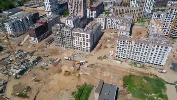 Drone Aerial View Construction Residential Premises Modern Building Residential Complex — Stockvideo