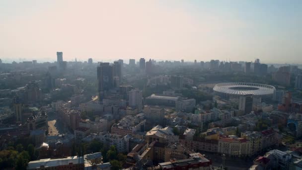 Olympic Stadium Ukraine Kyiv September 2021 Drone Aerial View Cityscape — Stock video