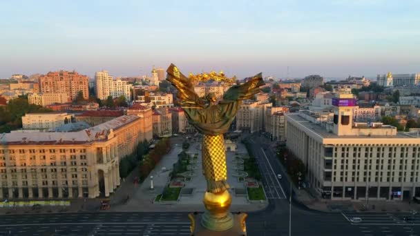 Plac Niepodległości Ukraina Kijów Września 2021 Widok Lotu Ptaka Pomnik — Wideo stockowe
