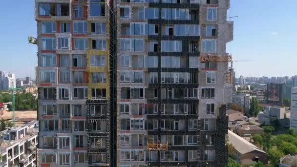 Drone Luchtfoto Modern Gebouw Wooncomplex Unit Home Bouw Van Woongebouwen — Stockvideo