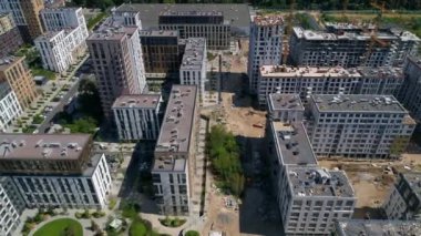 İnsansız hava aracı manzaralı modern bina. Güzel şehir. Konut inşaatı. Ukrayna 'nın başkenti Kyiv