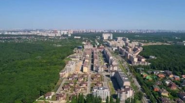 Drone aerial view cityscape modern building Residential complex Crystal springs. Kyiv capital of Ukraine