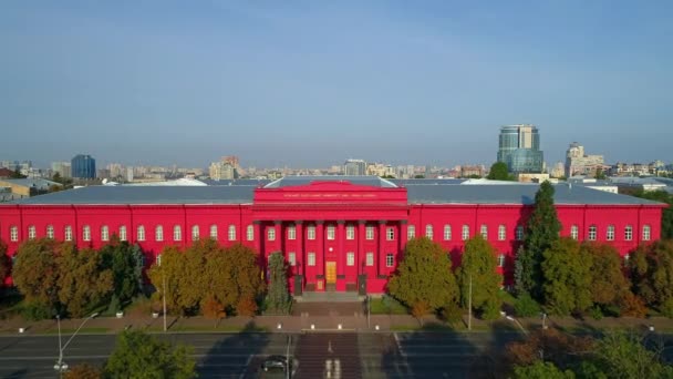 Aerial View Building Kyiv National University Taras Shevchenko Sunny Spring — Wideo stockowe