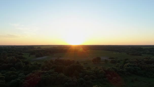 Widok Lotu Ptaka Zachód Słońca Lub Wschód Słońca Terenie Drone — Wideo stockowe