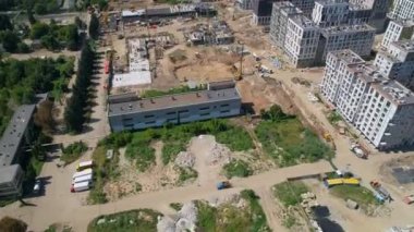 İnsansız hava aracı manzaralı modern bina. Güzel şehir. Konut inşaatı. Ukrayna 'nın başkenti Kyiv