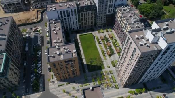 Drohne Luftaufnahme Modernes Gebäude Wohnkomplex Faina Town Bau Von Wohngebäuden — Stockvideo