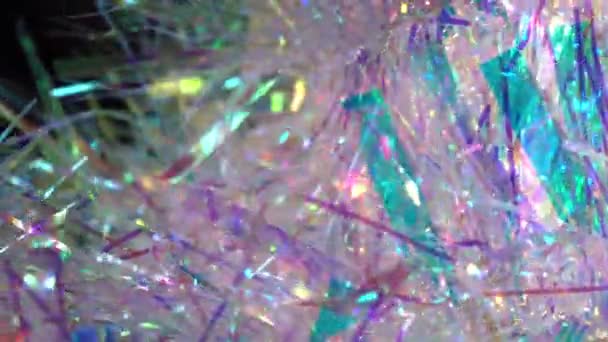 Festlig nyårskonsistens. Abstrakt holografisk skimrande glitter bakgrund med neon lila blå ultraviolett rosa färger — Stockvideo
