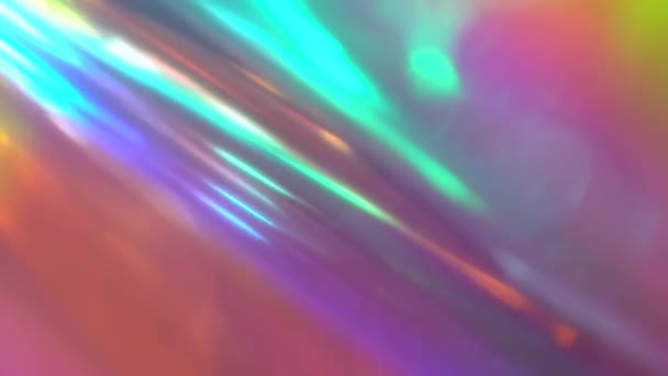 Holographic Abstract Multicored Background Overlay, Rainbow Light Διαρροές Χρώματα, Defocused Effect, Θολή Λάμψη. Μωβ ροζ χρυσό πράσινο νέον χρώματα ακτίνες και λάμψη. Χριστουγεννιάτικο φόντο — Αρχείο Βίντεο