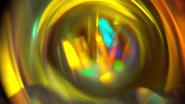 Neon altından bir girdap ve mor ışık dalgaları. Huni Etkisi. Işık ışınları. Gökkuşağı ışıkları karanlıkta parlıyor. Soyut Tatil Psikedelik Dijital Modern Parlak Arkaplan