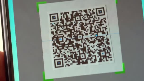 COVID-19 Vaccination Verification. Digital coronavirus vaccination certificate scanning. Scan the QR Code on the smartphone screen — Stock Video