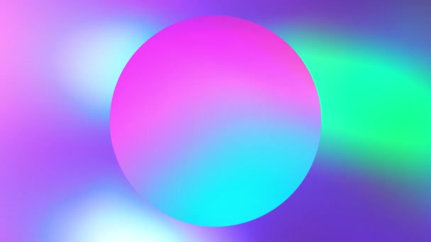Holográfico rosa roxo azul teal e rosa cores gradientes círculo. Abstrato neon cyberpunk movimento copyspace fundo — Vídeo de Stock